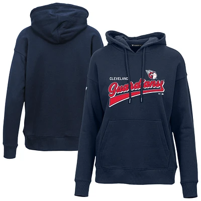 Women's Levelwear  Navy Cleveland Indians Adorn Retro Team 2.0 Pullover Hoodie