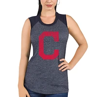 Women's Majestic Threads Navy Cleveland Indians Tri-Blend Raglan Muscle Tank Top