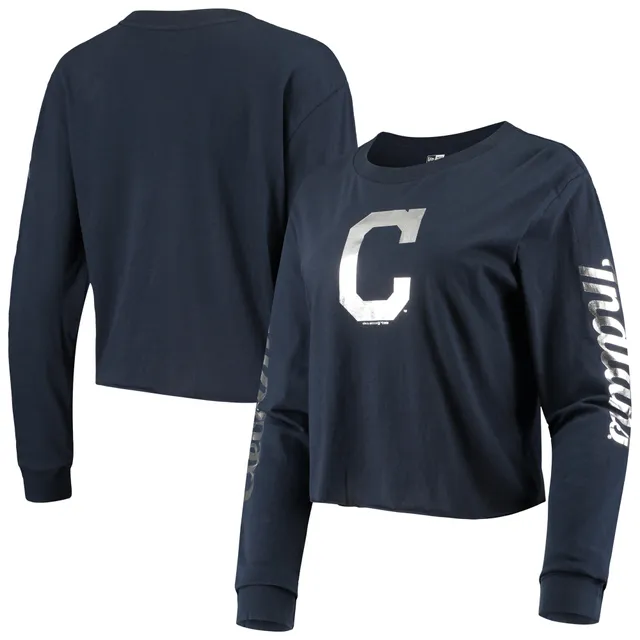 Cleveland Indians New Era Women's Lace-Up Long Sleeve T-Shirt - White/Navy