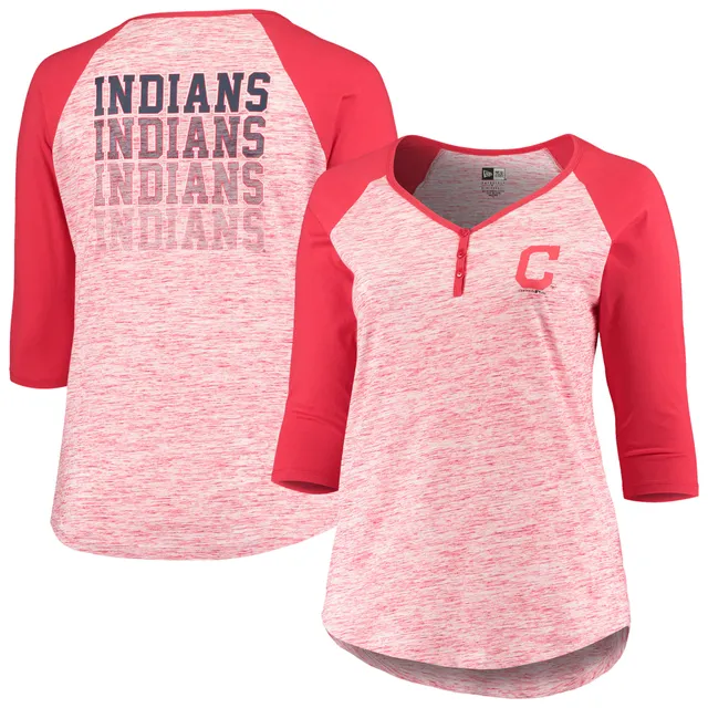 St. Louis Cardinals New Era Women's Plus Size Space Dye Raglan V-Neck  T-Shirt - Red