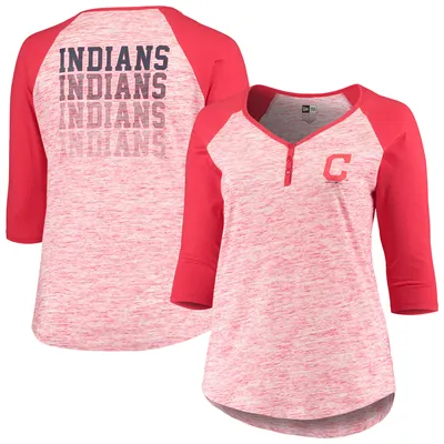 Lids Cleveland Indians New Era Women's Henley T-Shirt - White