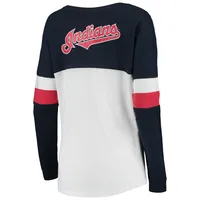 Women's Atlanta Braves New Era White/Navy Lace-Up Long Sleeve T-Shirt