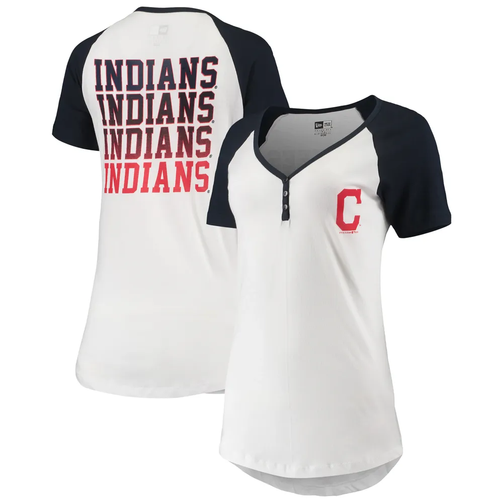 Lids Cleveland Indians New Era Women's Lace-Up Long Sleeve T-Shirt -  White/Navy