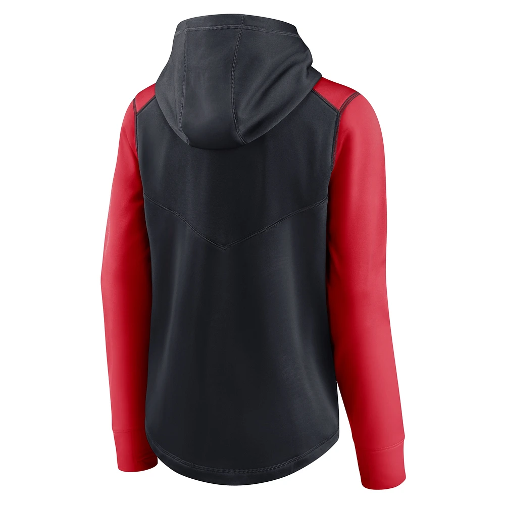 Sweat à capuche entièrement zippé Nike Cleveland Indians Authentic Collection pour femme, bleu marine/rouge