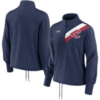 Women's Nike Navy Cleveland Indians 1973-77 Cooperstown Collection Rewind Stripe Performance Half-Zip Pullover