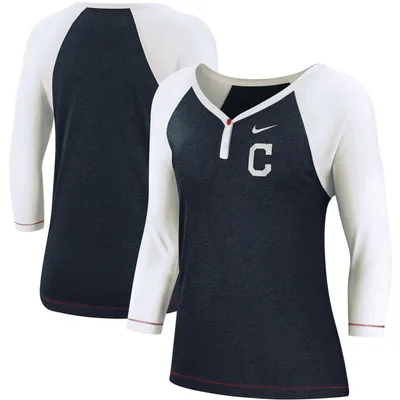 Lids Chicago Cubs Nike Women's Henley 3/4-Sleeve Raglan Tri-Blend