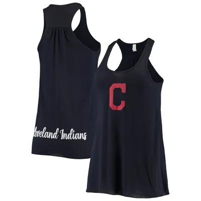 Cleveland Indians Soft as a Grape Women's Front & Back Tank Top - Navy