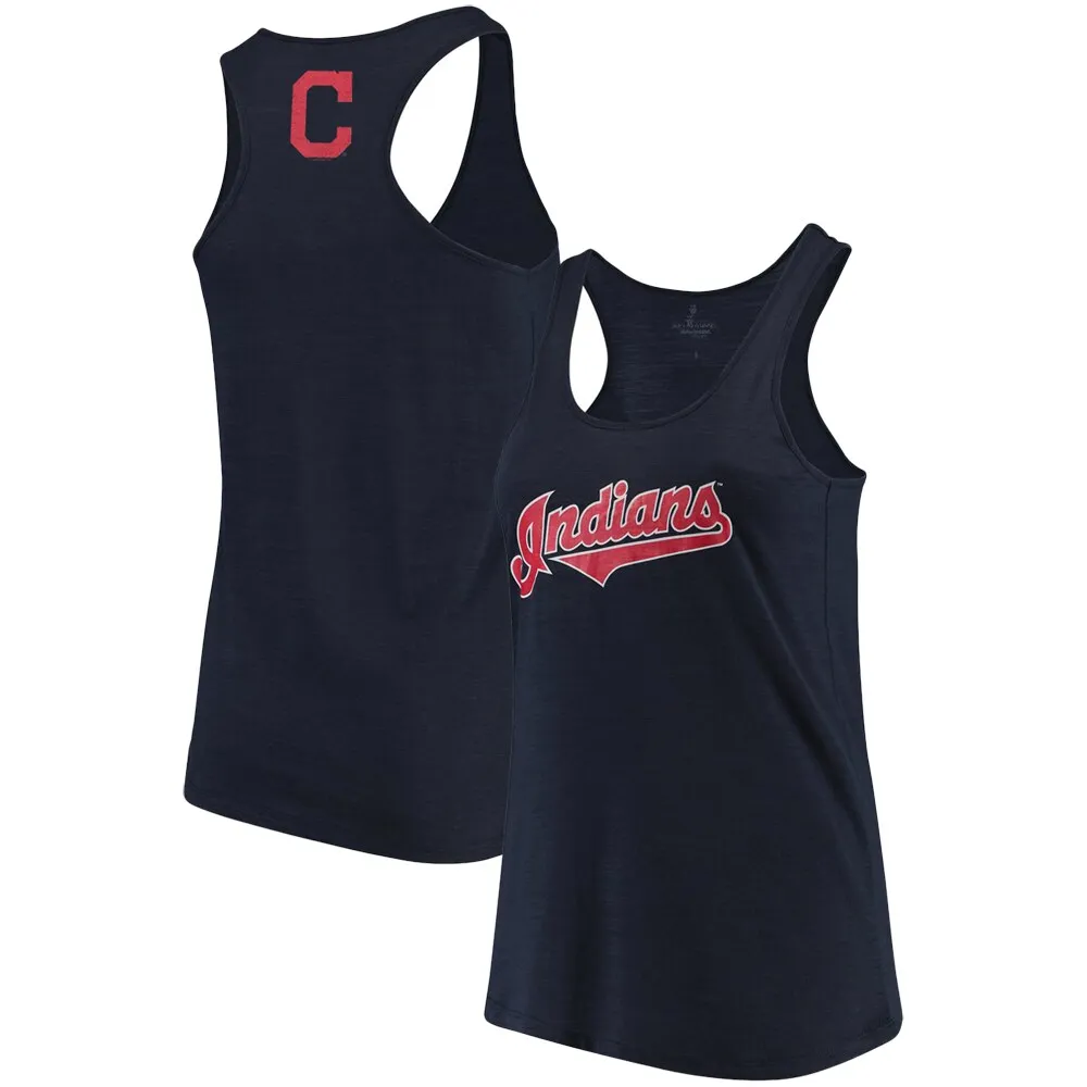 Lids Cleveland Indians Soft as a Grape Women's Plus Swing for the Fences  Primary Logo Racerback Tank Top - Navy