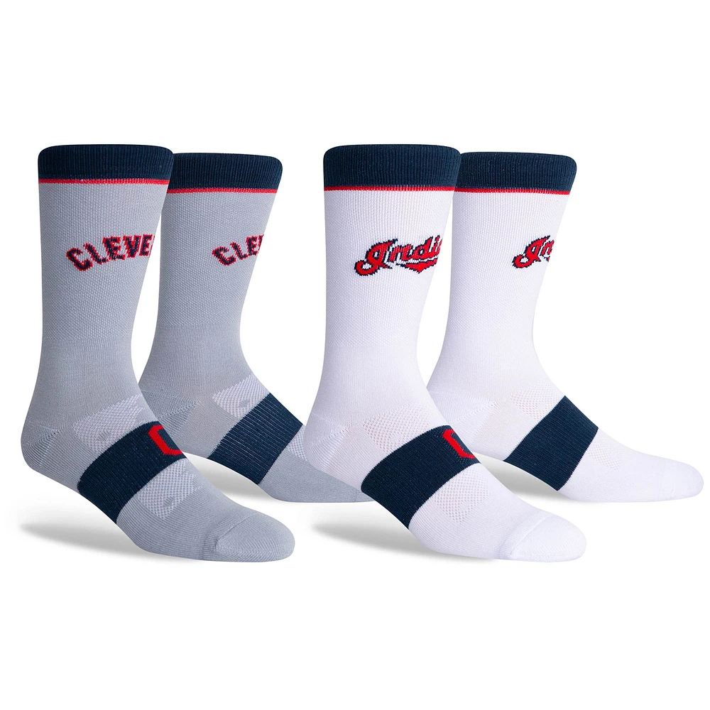 Ensemble de 2 paires de chaussettes uniformes à domicile et à l'extérieur des Indians de Cleveland pour jeune