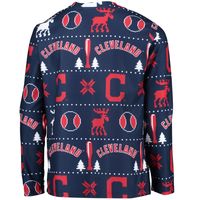 Youth Navy Cleveland Indians Allover Print Long Sleeve T-Shirt & Pants Sleep Set