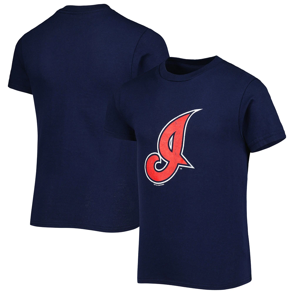 T-shirt de la collection Cooperstown des Cleveland Indians bleu marine Soft as a Grape pour jeune