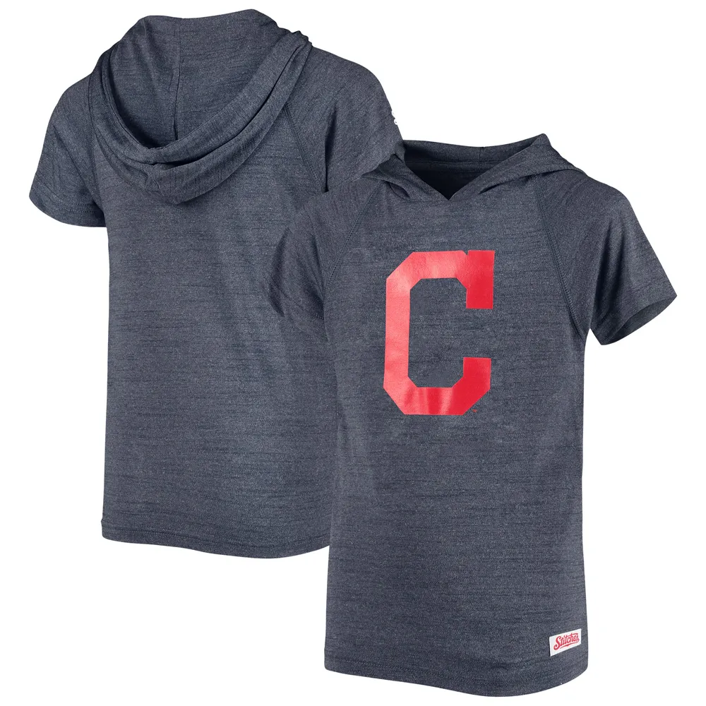 Lids Cleveland Indians Stitches Youth Raglan Short Sleeve Pullover Hoodie -  Heathered Navy