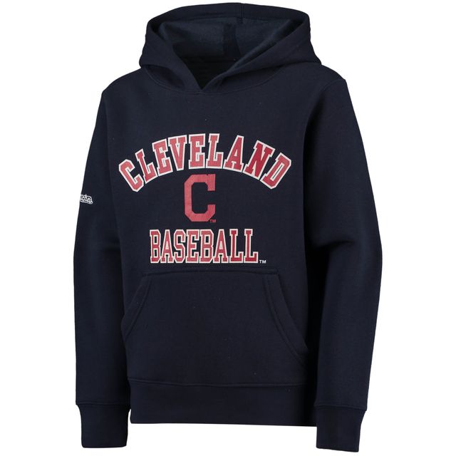 Chandail à capuchon en molleton de la collection Cooperstown des Indians Cleveland bleu marine Stitches pour jeune