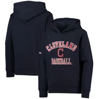 Chandail à capuchon en molleton de la collection Cooperstown des Indians Cleveland bleu marine Stitches pour jeune