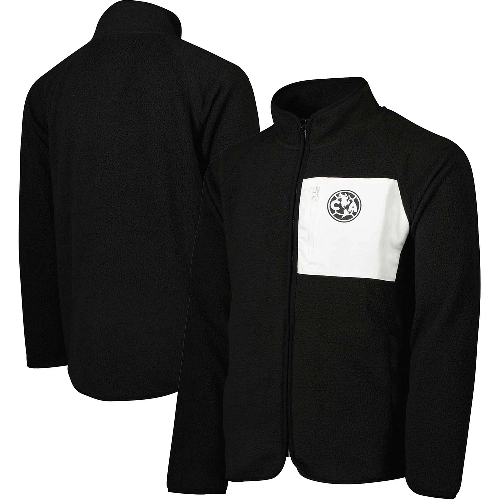 Men's Black Club America Pile Raglan Full-Zip Jacket