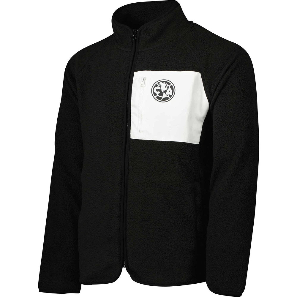 Men's Black Club America Pile Raglan Full-Zip Jacket