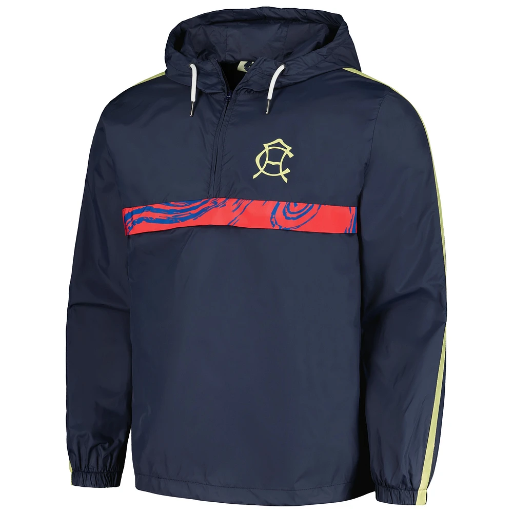 Men's Navy Club America Anorak Hoodie Half-Zip Jacket