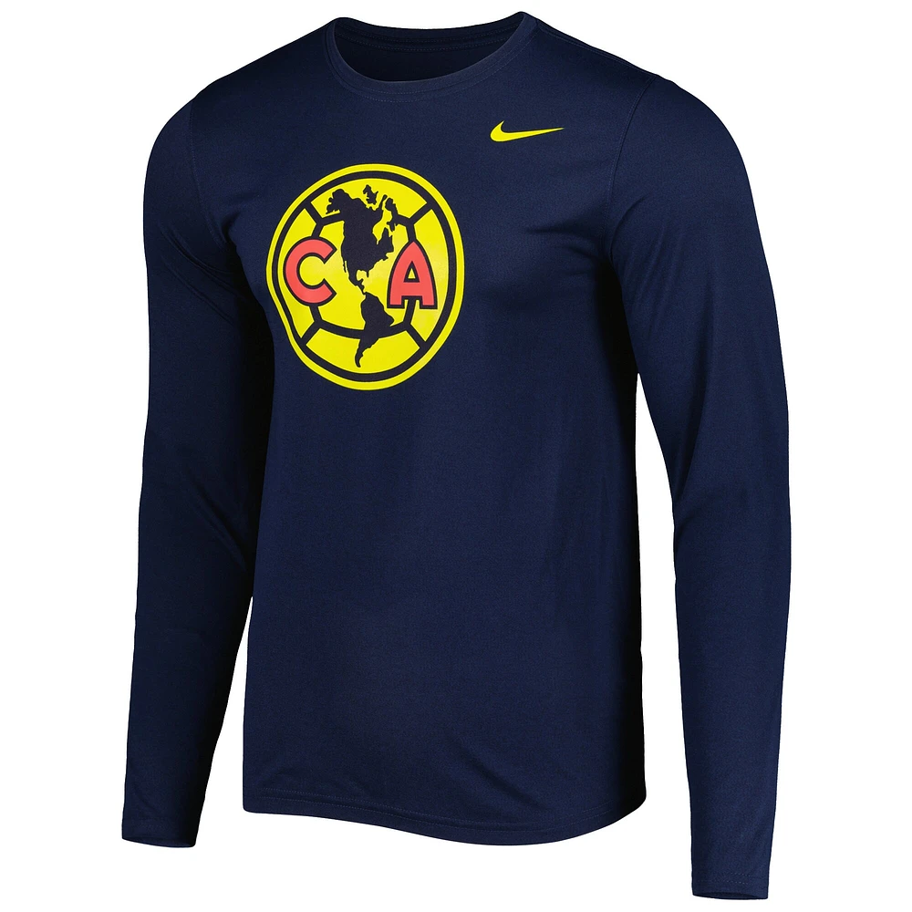 T-shirt à manches longues Nike Club America Primary Logo Legend Performance pour homme, bleu marine