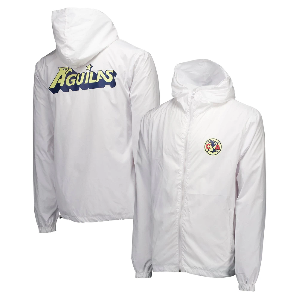 Veste coupe-vent zippée blanche Club America Home Match pour homme