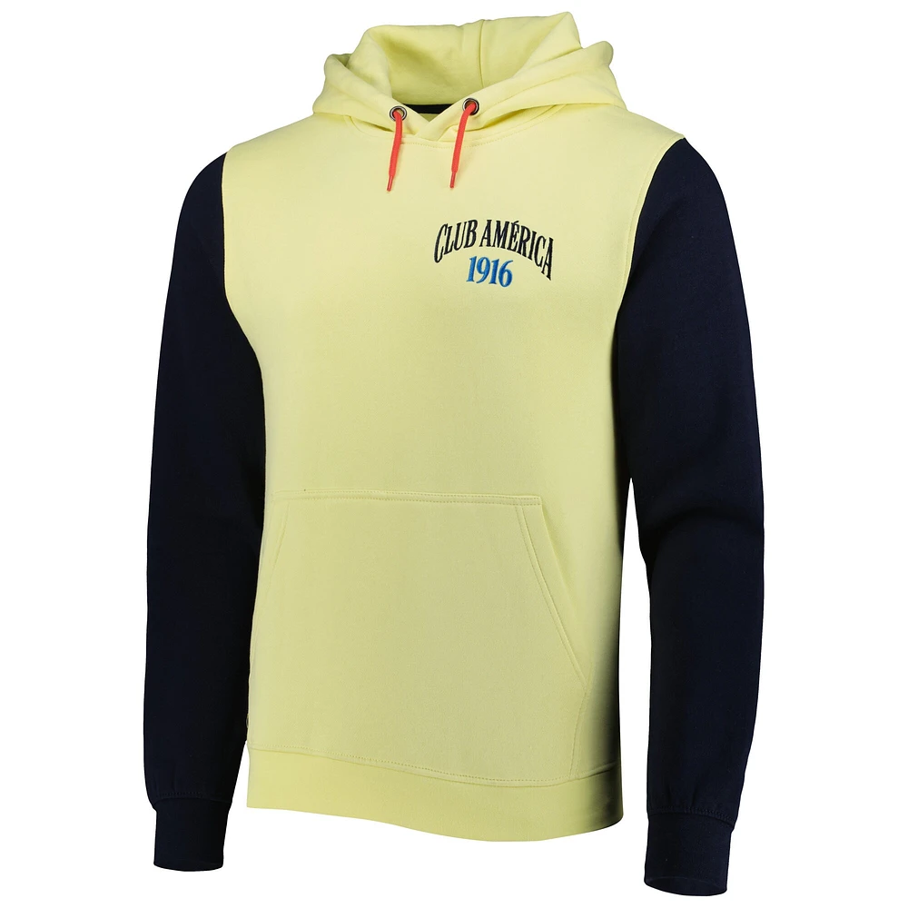 Sweat à capuche raglan rétro Club America jaune pour homme