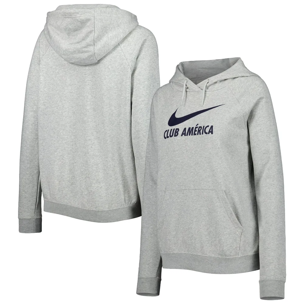 Sweat à capuche raglan Nike Club America Lockup Varsity Fleece gris chiné pour femme