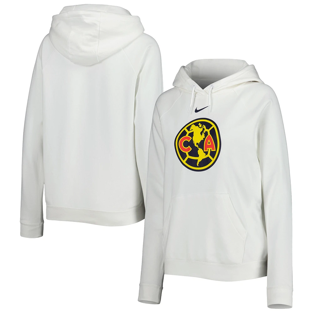 Sweat à capuche Nike Club America Varsity Raglan Tri-Blend pour femme - Blanc