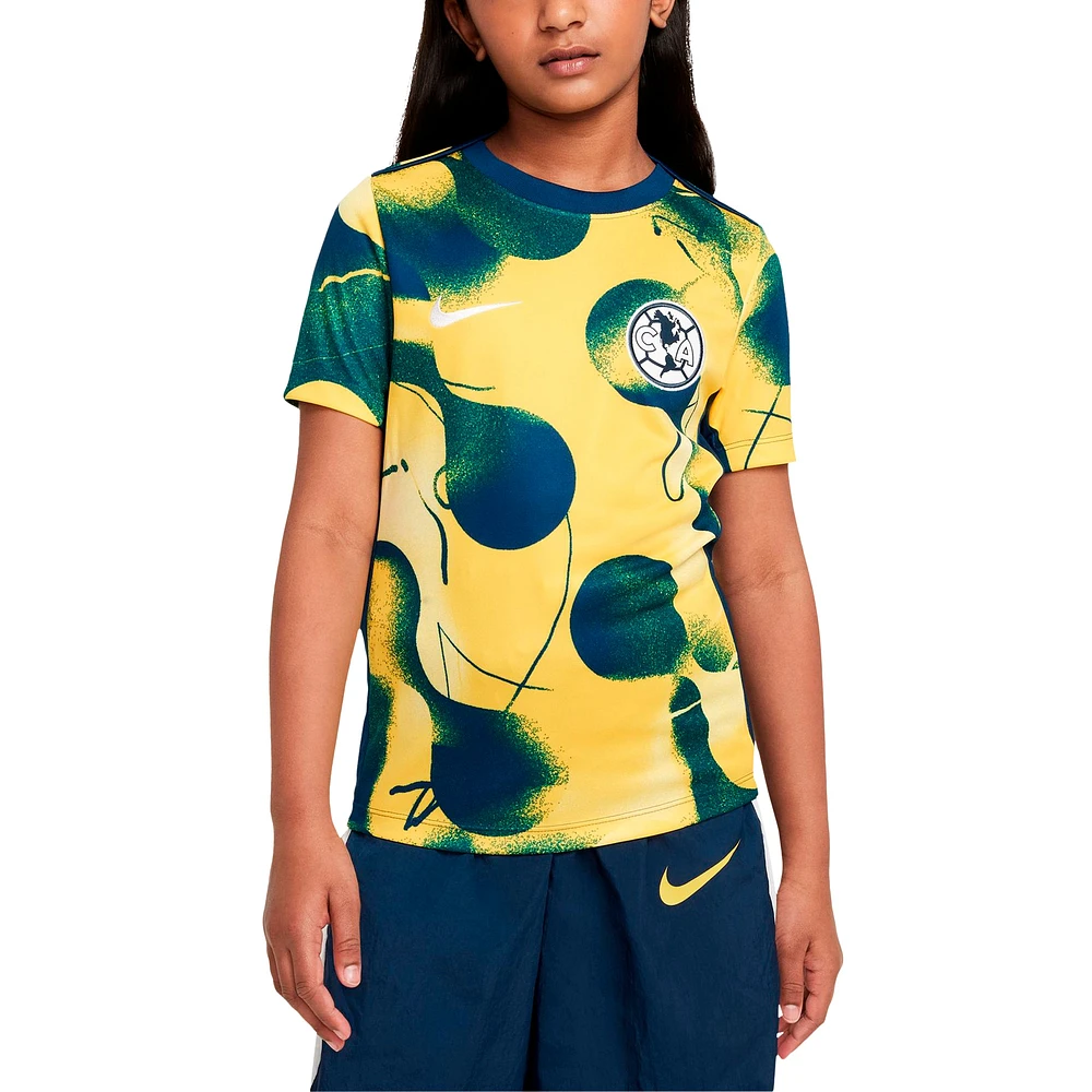 Haut d'avant-match Nike jaune Club America 2024/25 Academy Pro pour jeune