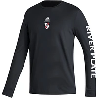 Men's adidas Black Club Atlético River Plate Team Crest Long Sleeve T-Shirt