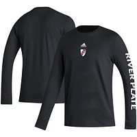 T-shirt à manches longues adidas Club Atlético River Plate Team Crest pour homme, noir