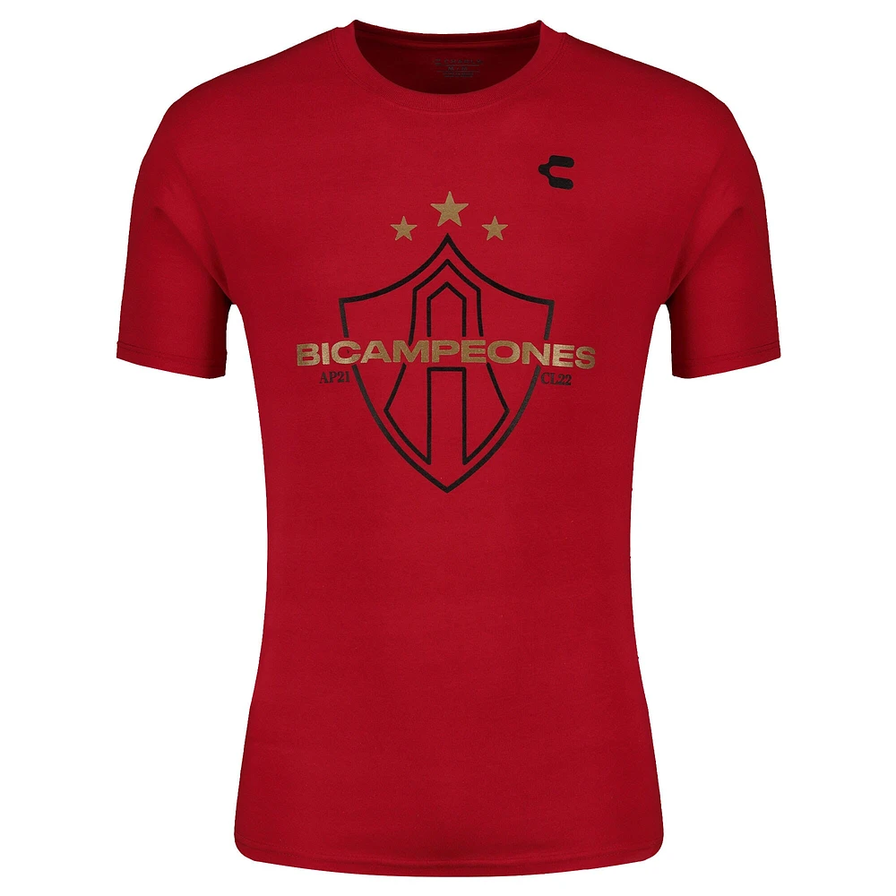 Men's Charly Red Club Atlas 2-Time Liga MX Champions T-Shirt