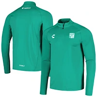 Men's Charly  Green Club Leon DRY FACTOR Raglan Quarter-Zip Top