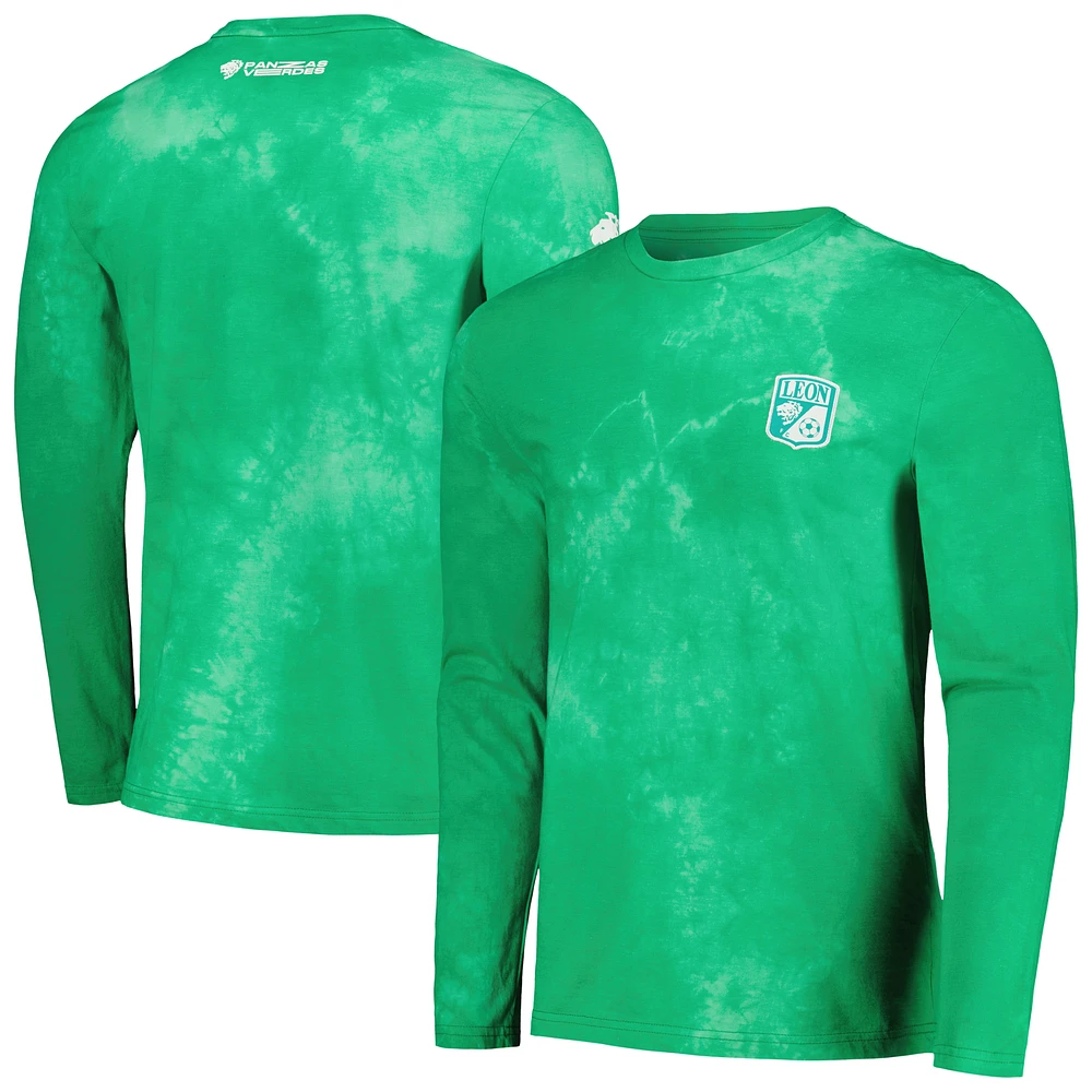 Men's Charly  Green Club Leon Tie-Dye Long Sleeve T-Shirt