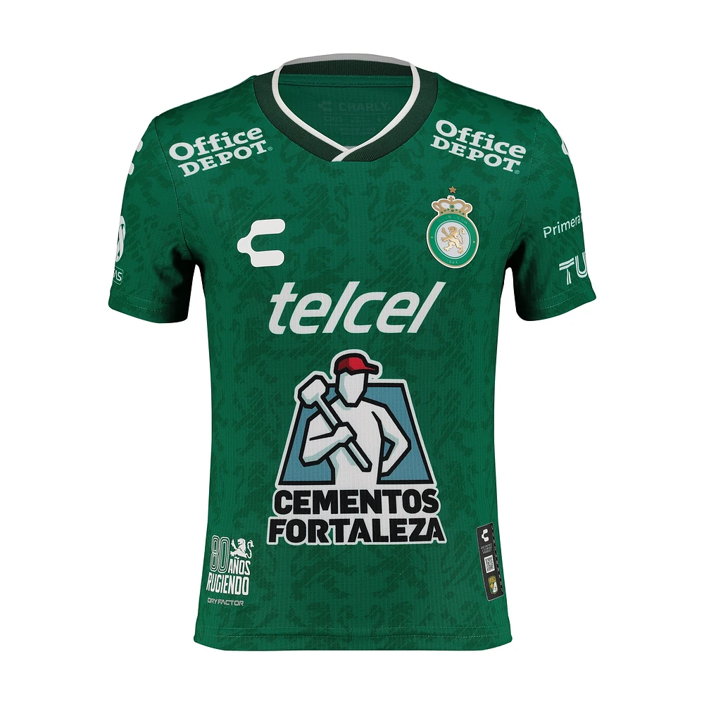 Youth Charly Green/White Club Leon 2024/25 Home Authentic Jersey