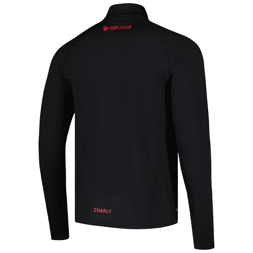 Haut raglan à quart de zip Charly Black Club Tijuana DRY FACTOR pour hommes