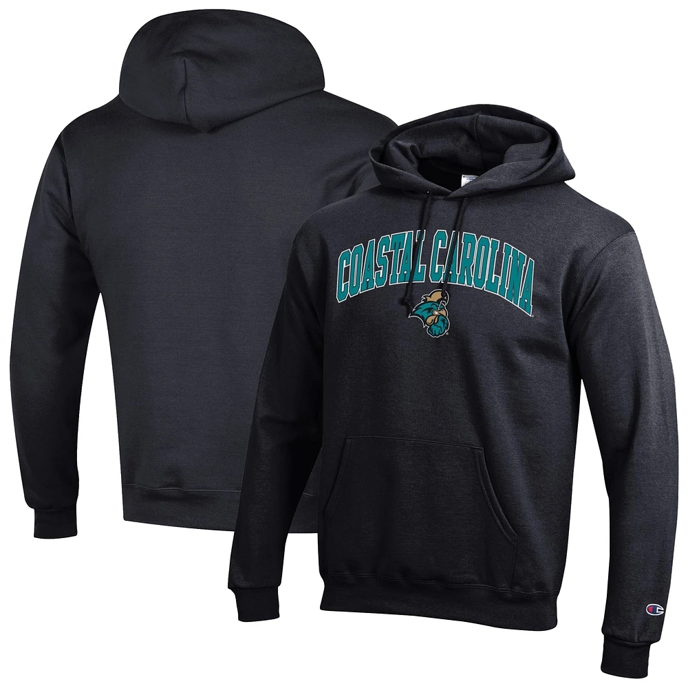 Sweat à capuche en polaire avec logo arqué Champion Black Coastal Carolina Chanticleers pour homme