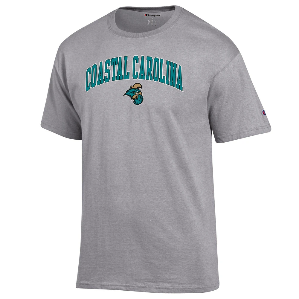 Men's Champion  Heather Gray Coastal Carolina Chanticleers Arch Over Logo T-Shirt