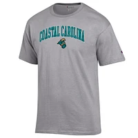 Men's Champion  Heather Gray Coastal Carolina Chanticleers Arch Over Logo T-Shirt