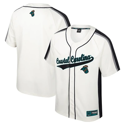 Men's Colosseum Cream Coastal Carolina Chanticleers Ruth Button-Up Baseball Jersey