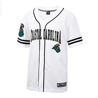 Men's Colosseum White Coastal Carolina Chanticleers Free Spirited Mesh Button-Up Baseball Jersey