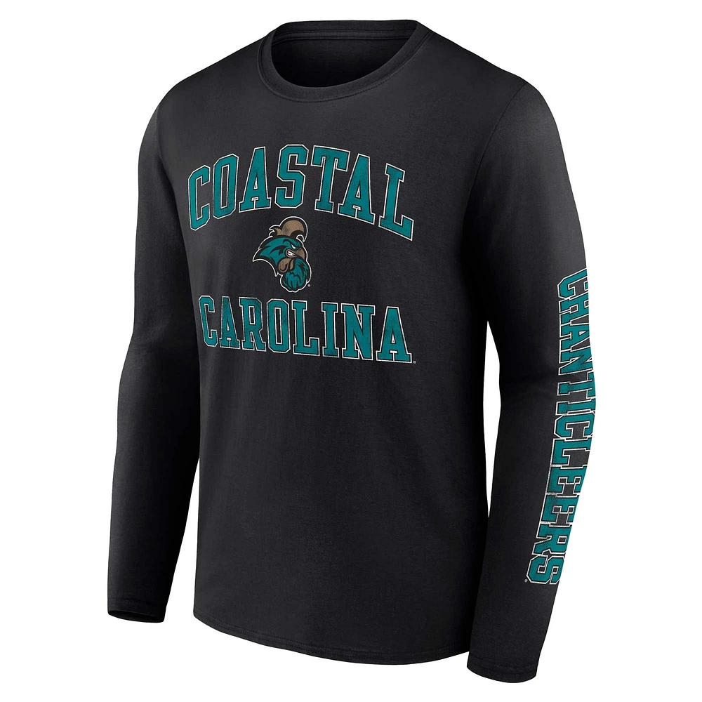 T-shirt à manches longues avec logo Fanatics Black Coastal Carolina Chanticleers pour hommes