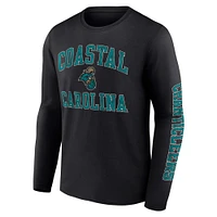 Men's Fanatics Black Coastal Carolina Chanticleers Distressed Arch Over Logo Long Sleeve T-Shirt