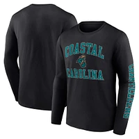 Men's Fanatics Black Coastal Carolina Chanticleers Distressed Arch Over Logo Long Sleeve T-Shirt