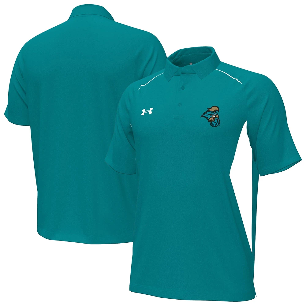 Polo Under Armour Teal Coastal Carolina Chanticleers Sideline Title Performance pour homme