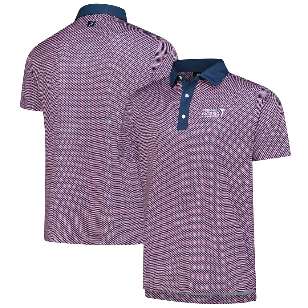 Men's FootJoy  Navy Cognizant Classic ProDry Lattice Print Lisle Polo