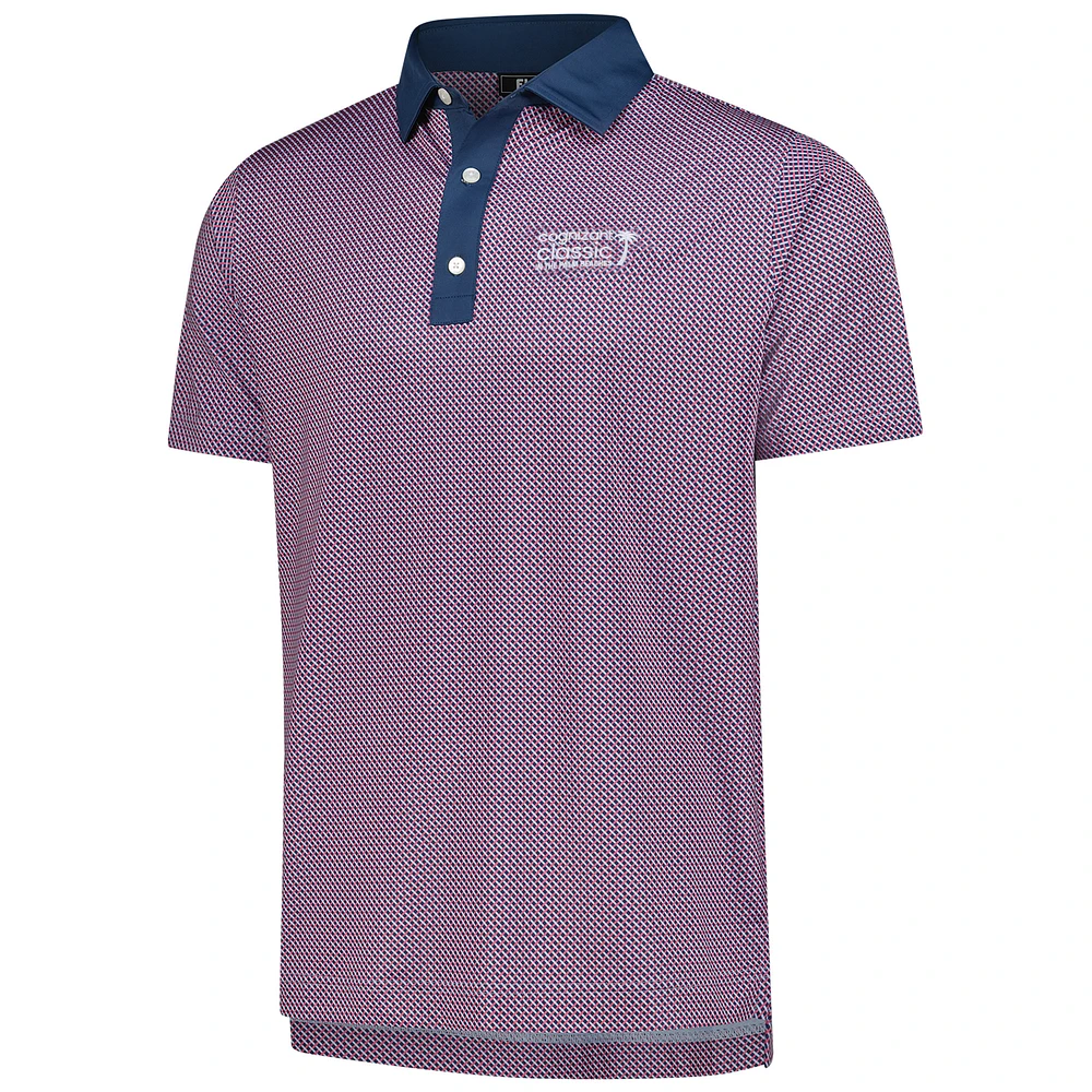 Men's FootJoy  Navy Cognizant Classic ProDry Lattice Print Lisle Polo