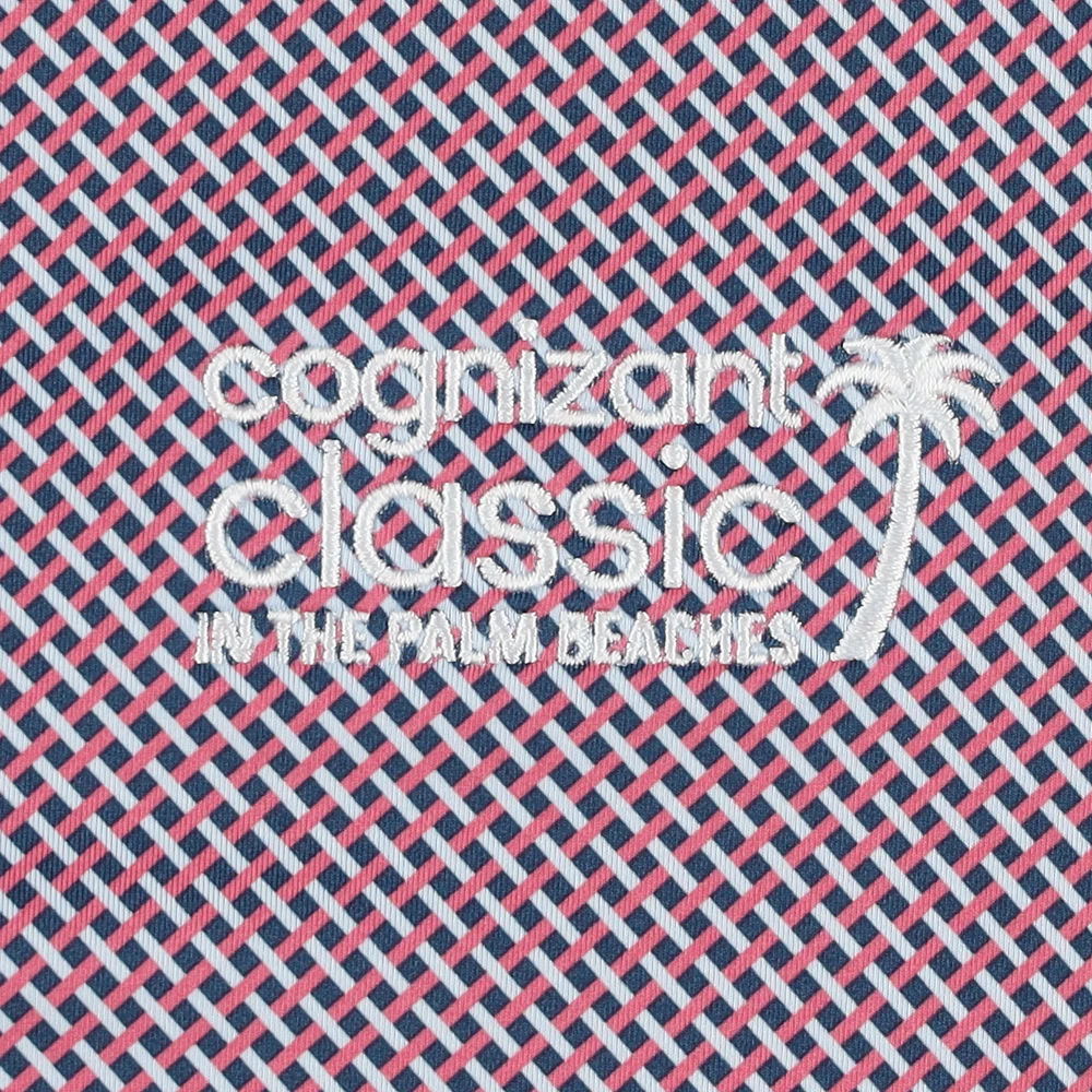 Men's FootJoy  Navy Cognizant Classic ProDry Lattice Print Lisle Polo