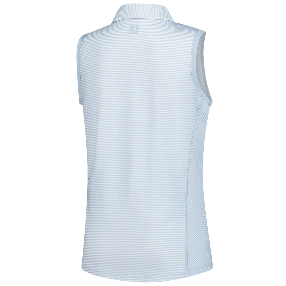 Polo sans manches à rayures classiques bleu clair Cognizant de FootJoy pour femme