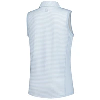Polo sans manches à rayures classiques bleu clair Cognizant de FootJoy pour femme