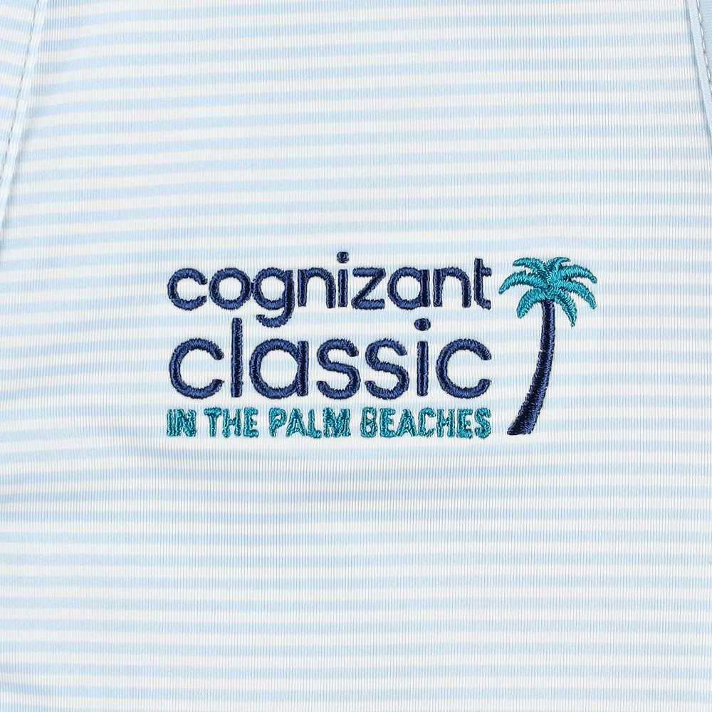 Polo sans manches à rayures classiques bleu clair Cognizant de FootJoy pour femme
