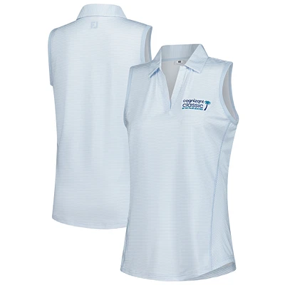Polo sans manches à rayures classiques bleu clair Cognizant de FootJoy pour femme